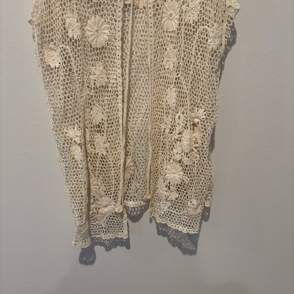 Crochet Lace Womens 2 Piece Tank and Overlay Boho Floral Festival Cover Up Top‎ - Picture 9 of 10